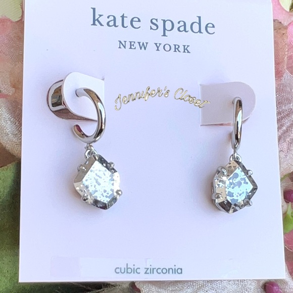NWT ♠️ Kate Spade Stone Huggie Hoop Earrings - Picture 7 of 8